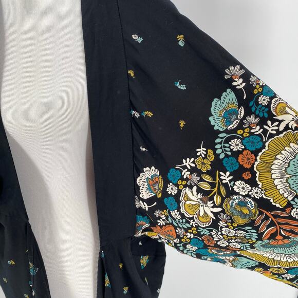 O’Neill black floral Sawyer cardigan open front one size - Picture 6 of 11